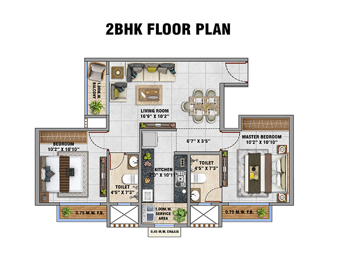 1BHK Floor Plan - Suraksha Smart City